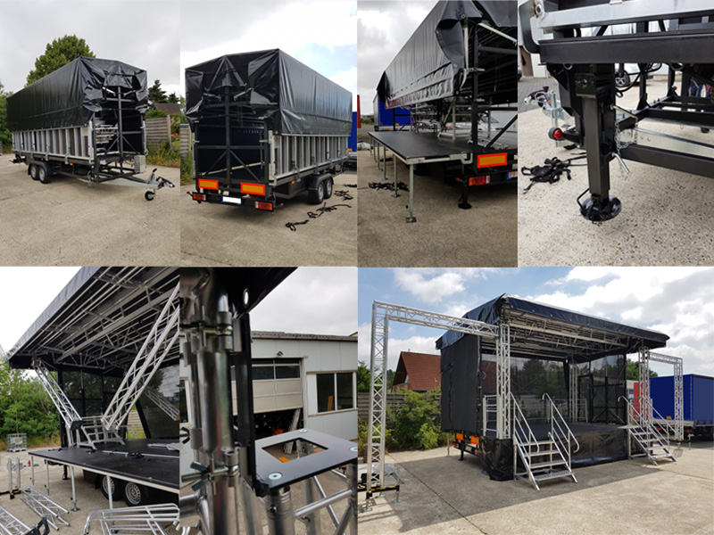 Trailerbühne 24qm mit Pultdach