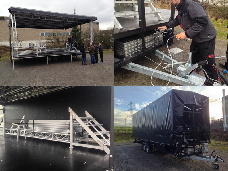 Einweisung einer AL Stage S48 Trailerbühne mit Pultdach