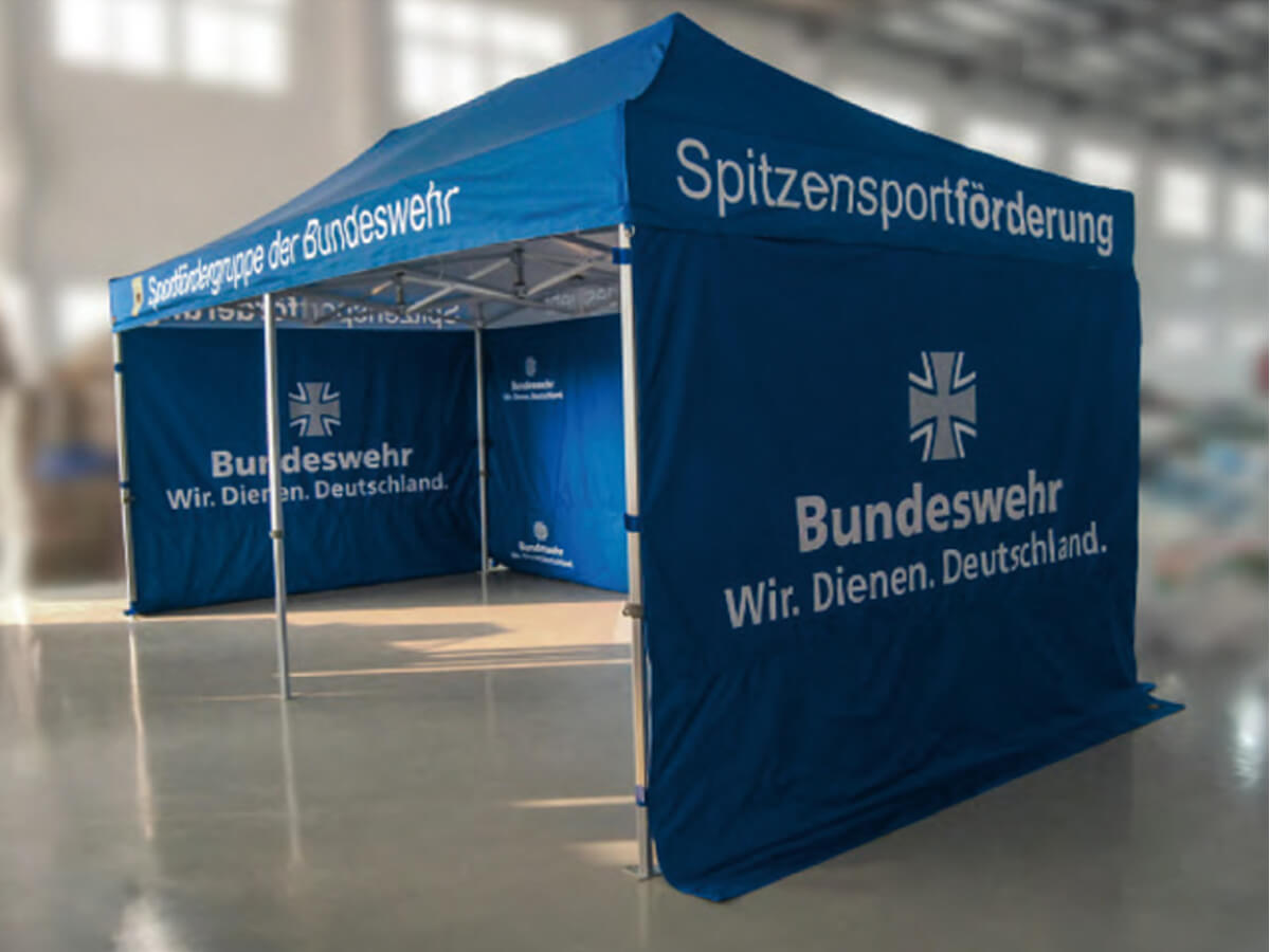 Folding tent 6x3m with sides and printing